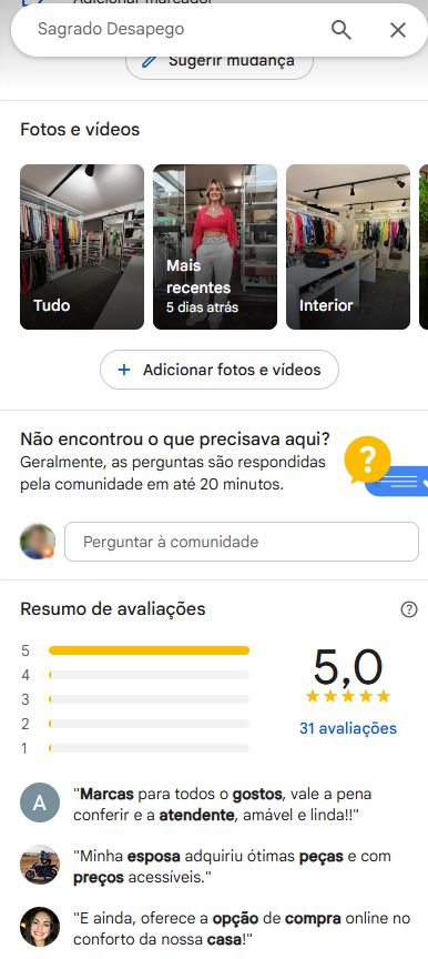 google meu negócio para brechós