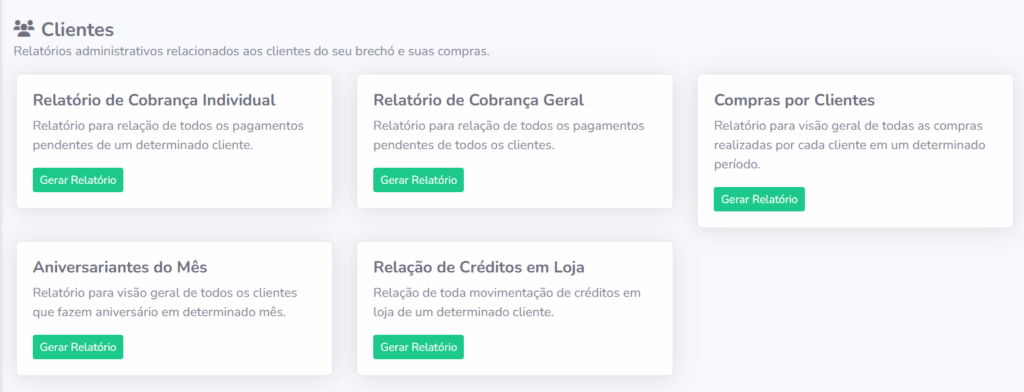 relatórios para brechós